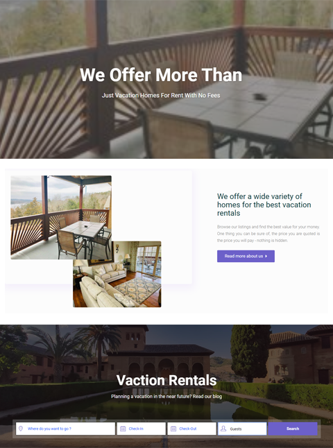 the homepage for vacation rentals